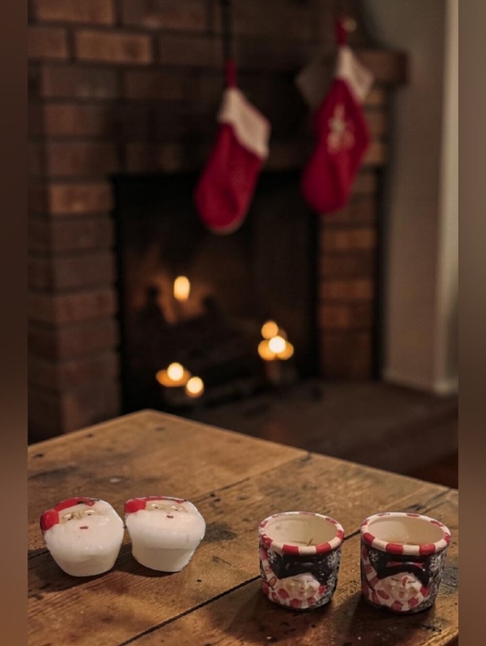 NWT Holiday Santa Candles & Ceramic Snowman  Candle Holders (Set Of 4)